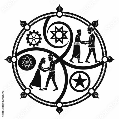 Symbolic wheel of life unity diversity interconnectedness