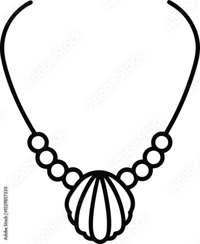 seashell necklace icon line art vector illustration on transparent background