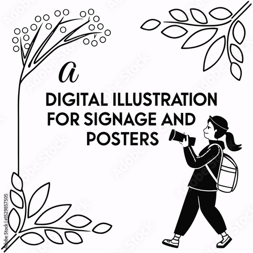 Digital illustration photographer nature signage poster design