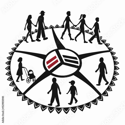 Diverse people walking together unity community