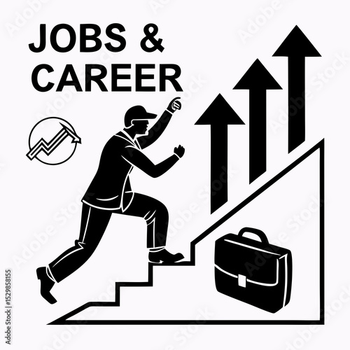 Businessman climbing career ladder success growth