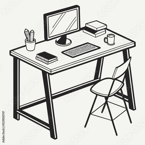 Modern minimalist home office desk setup workspace