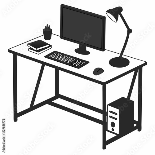 Modern home office desk setup computer workstation