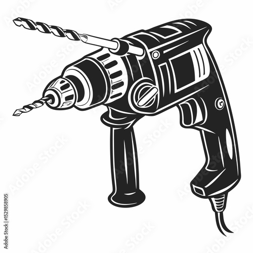Professional drill tool isolated on white background