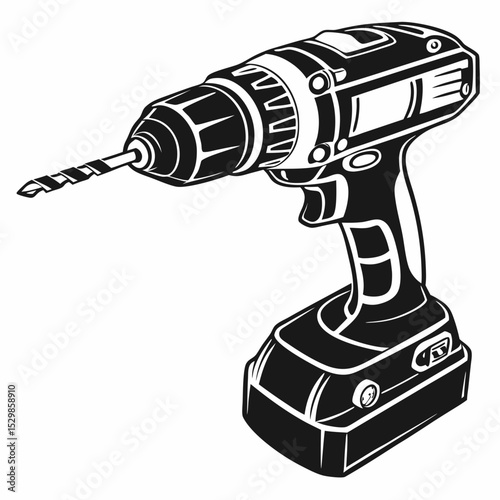 Professional cordless drill icon isolated on white