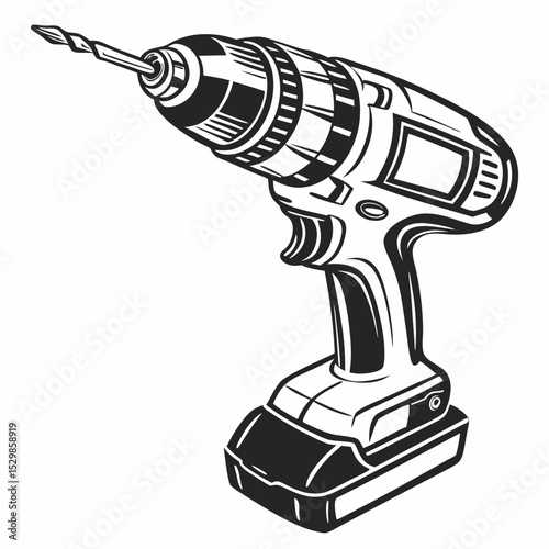 Professional cordless drill isolated on white background