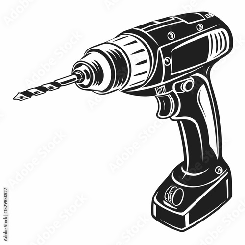 Professional cordless drill isolated on white background