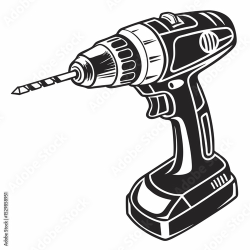 Professional cordless drill isolated on white background