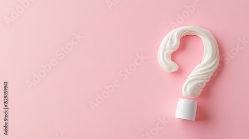 Cream Question Mark on Pink, Beauty Product Concept, Cosmetic Texture, Flat Lay