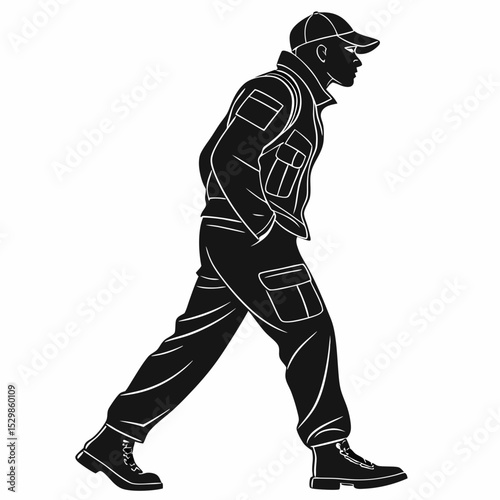 Man walking silhouette casual wear cargo pants