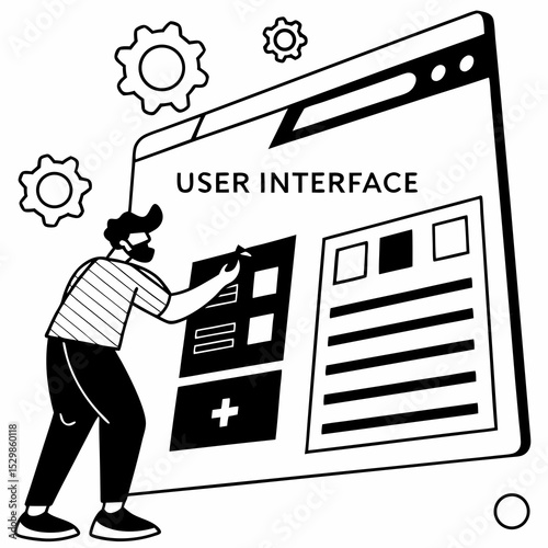 Man designing user interface modern webpage