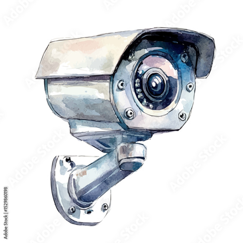 Home Security Cameras, watercolor painting vector, isolated on a white background.