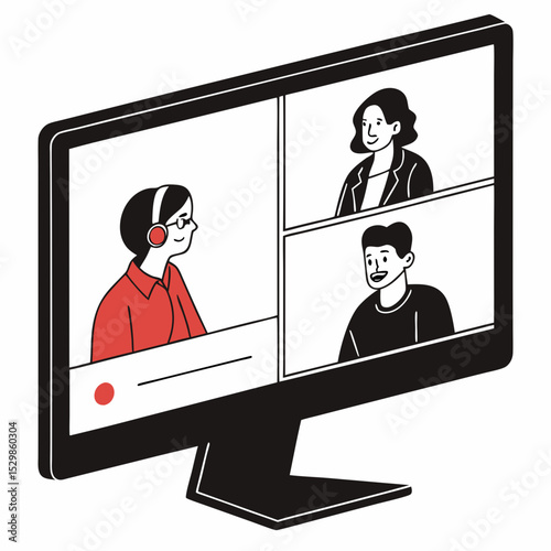 Online video conference meeting on computer screen