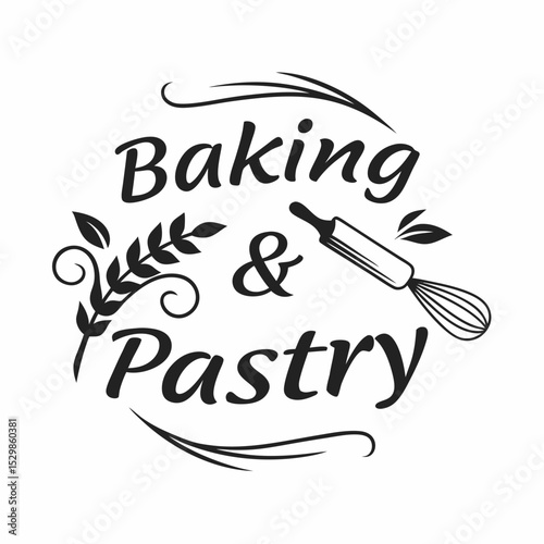 Baking pastry design wheat rolling pin whisk