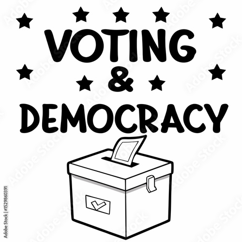 Voting democracy ballot box stars graphic design element