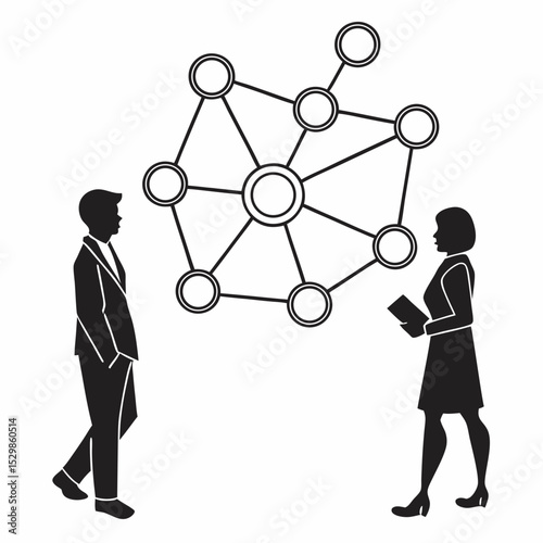 Business people discussing network connections strategy