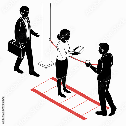 Business people social distancing red carpet event