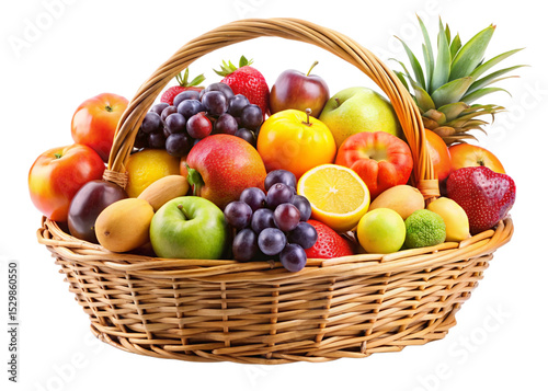 fruits basket  isolated on white background