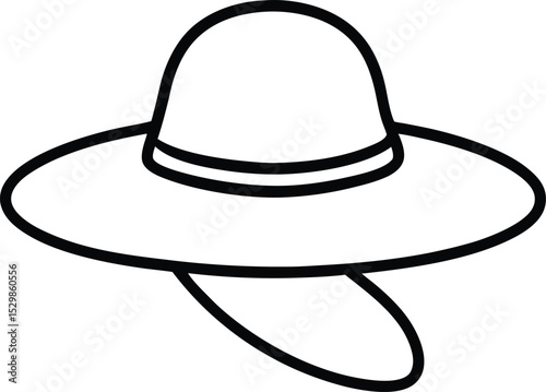 sun hat icon line art vector illustration on transparent background