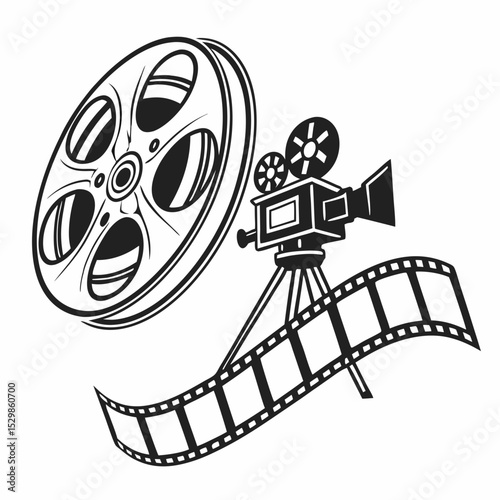 Classic movie camera reel film production cinema