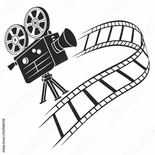 Vintage movie camera film reel design