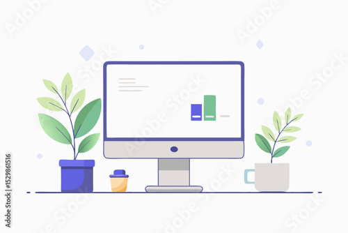 houseplant beside computer screen