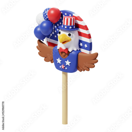 3D Eagle Mascot Icon | USA Patriotic Character Graphic