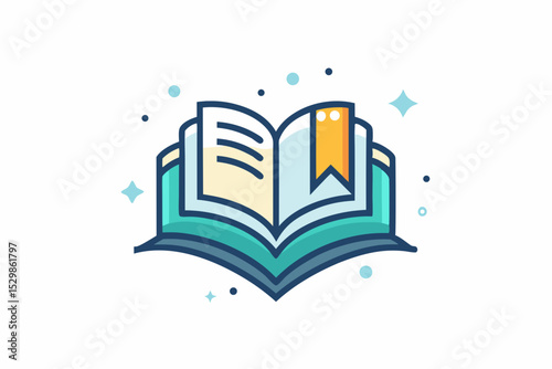 open book glowing bookmark icon