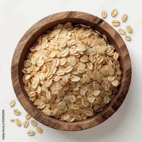Watercolor oats vector. Healthy grain illustration in bowl with warm rustic texture.