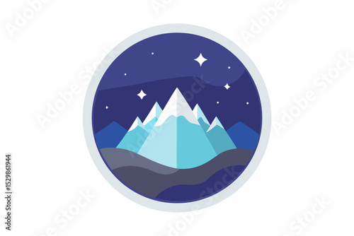focus circle mountain star icon