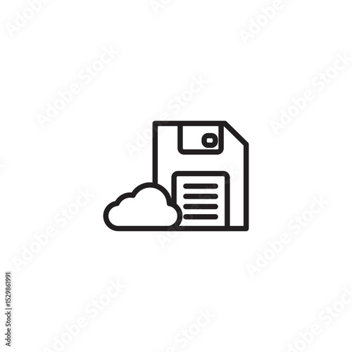 A minimalist icon depicts a floppy disk next to a cloud, symbolizing cloud backup or saving to the cloud.
