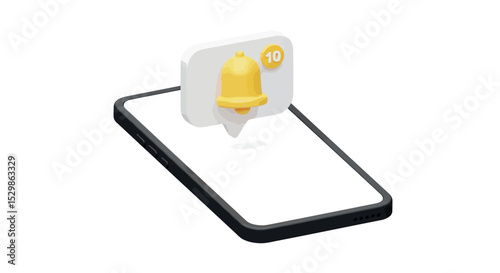 Smartphone notification alert with bell icon and unread messages count vector illustration