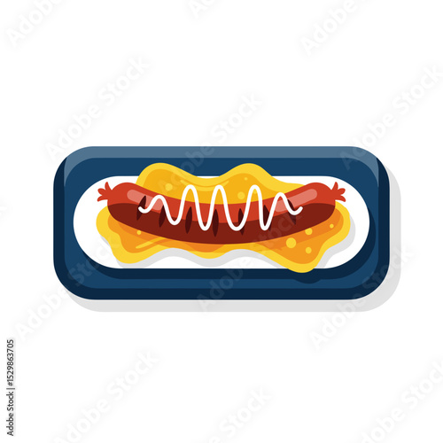 Sausage served with mustard on a plate for Octoberfest  
