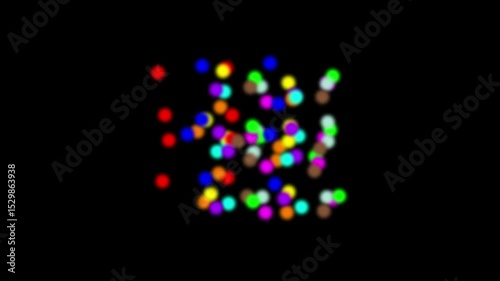 Colorful Small Sized Christmas Defocused Bokeh Background. Bokeh effect on black background.