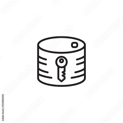 A minimalist line icon shows a sealed tin can with a key symbol, representing secured contents, locked storage, or encrypted data.