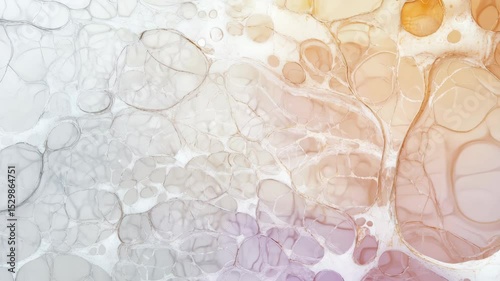 Abstract watercolor bubbles in pastel orange purple tones creating fluid organic animation. Soft flowing shapes with translucent texture effects