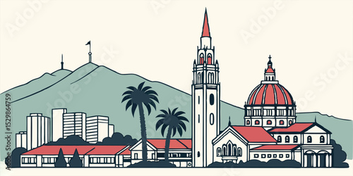 Silicon Valley Silhouette – Fremont Cityscape Featuring Mountain and Innovation Hubs
