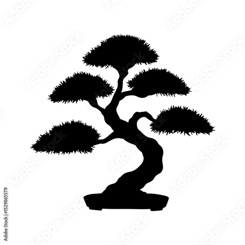 Bonsai tree bonsai plant silhouette icon vector flat design on white background