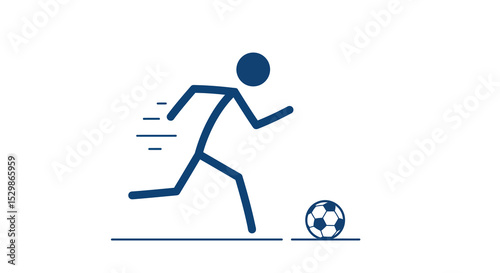 Stick figure playing soccer icon representing sports activity vector illustration
