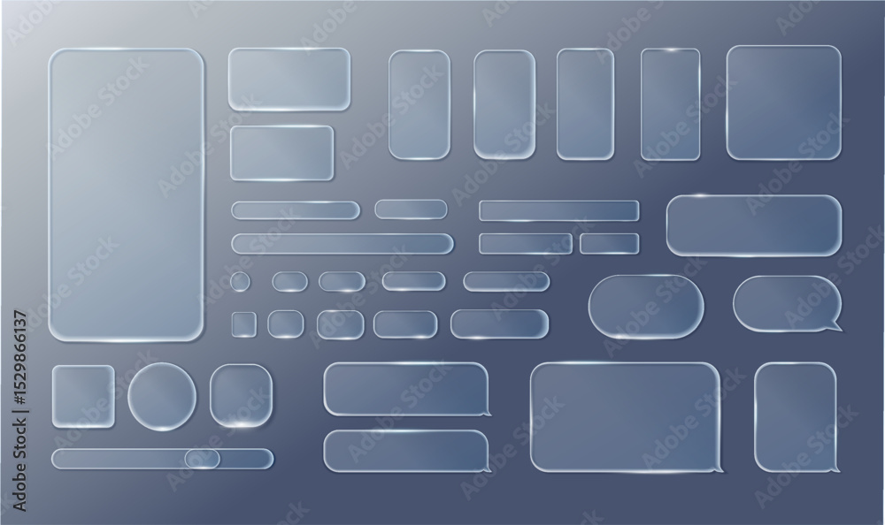 Vector transparent glass design elements.