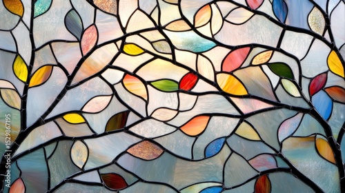 Wallpaper Mural Vibrant stained glass depicting a tree's branches and leaves. Torontodigital.ca