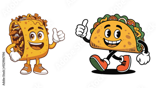 A funny cartoon Taco with a cute, happy smile is a wild animal character perfect for a fun pet design illustration or vector drawing