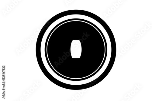 Flush Button Vector Silhouette - Clean White Background