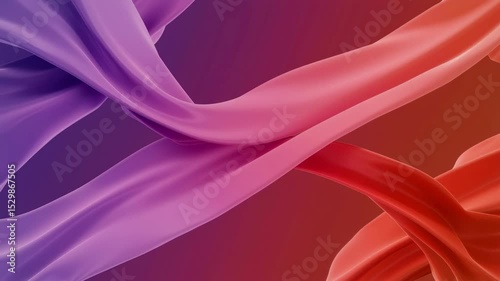 Abstract purple orange wave forms creating dynamic flowing motion against gradient background. Smooth curved lines with vibrant color transition. Modern design concept for creative projects
