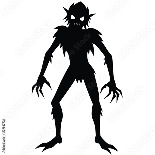 Silhouette of a terrifying monster with sharp claws and spiky details ready for halloween season