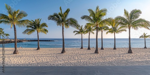 Tropical beach scene with palm trees (1)