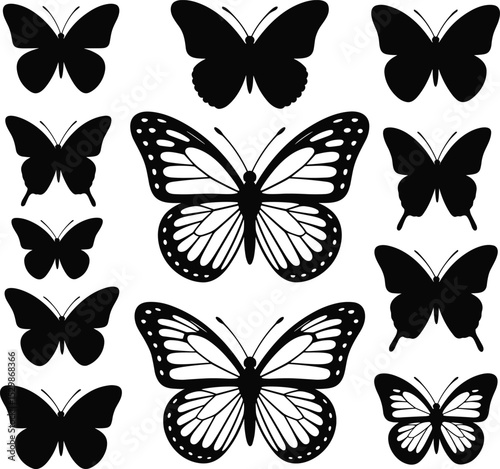 Wallpaper Mural Elegant Butterfly Silhouettes Collection with Diverse Wing Shapes and Detailed Patterns, Ideal for Nature-Inspired Designs and Springtime Themes Torontodigital.ca