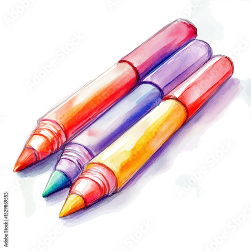 watercolor of Highlighters, vector, isolated on a white background.