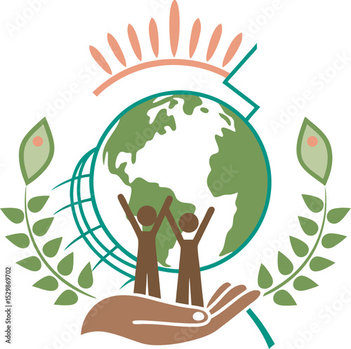 People are standing in a circle on globe population day illustration design