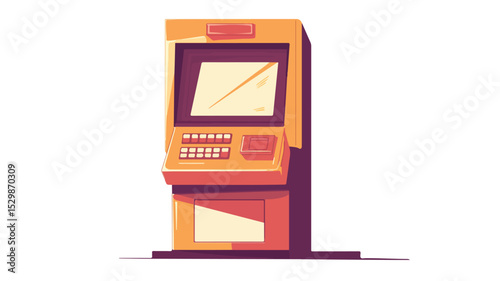 Modern ATM Machine Vector Illustration on White Background